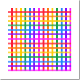 Bright rainbow plaid Posters and Art